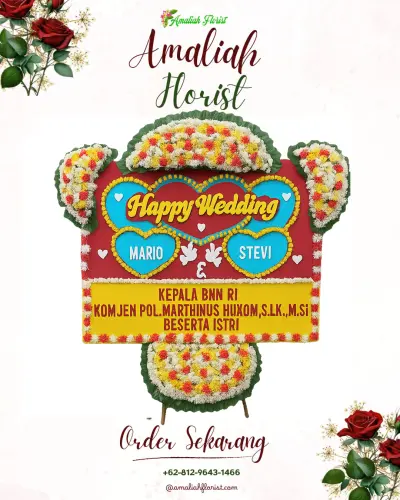 Karangan Papan Bunga Pernikahan di Manado Tua Satu